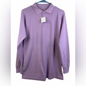 ClassicWear Lavender Long-Sleeve Polo Unisex NWT size 18 #42